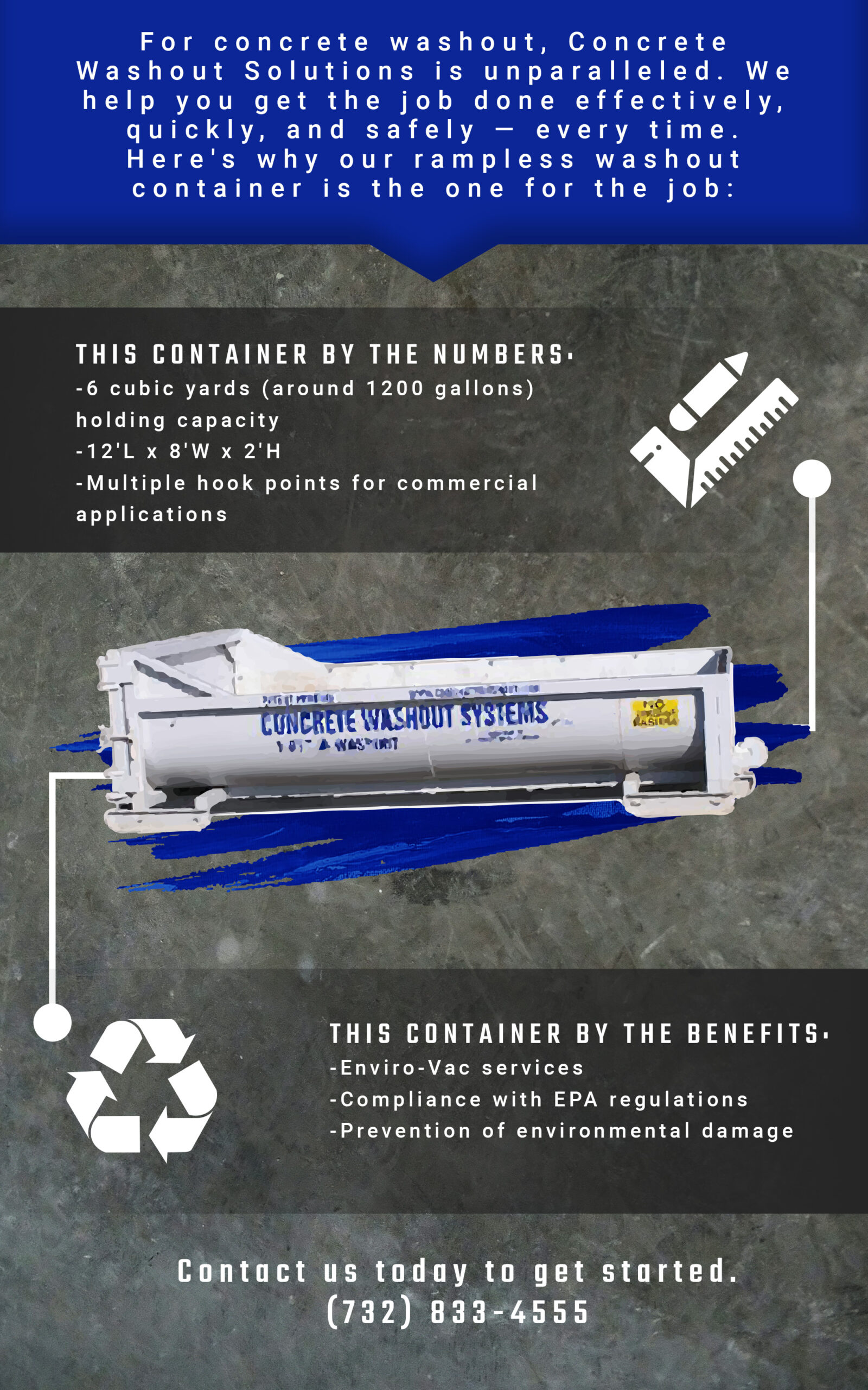 Infographic detailing the benefits of rampless washout containers.