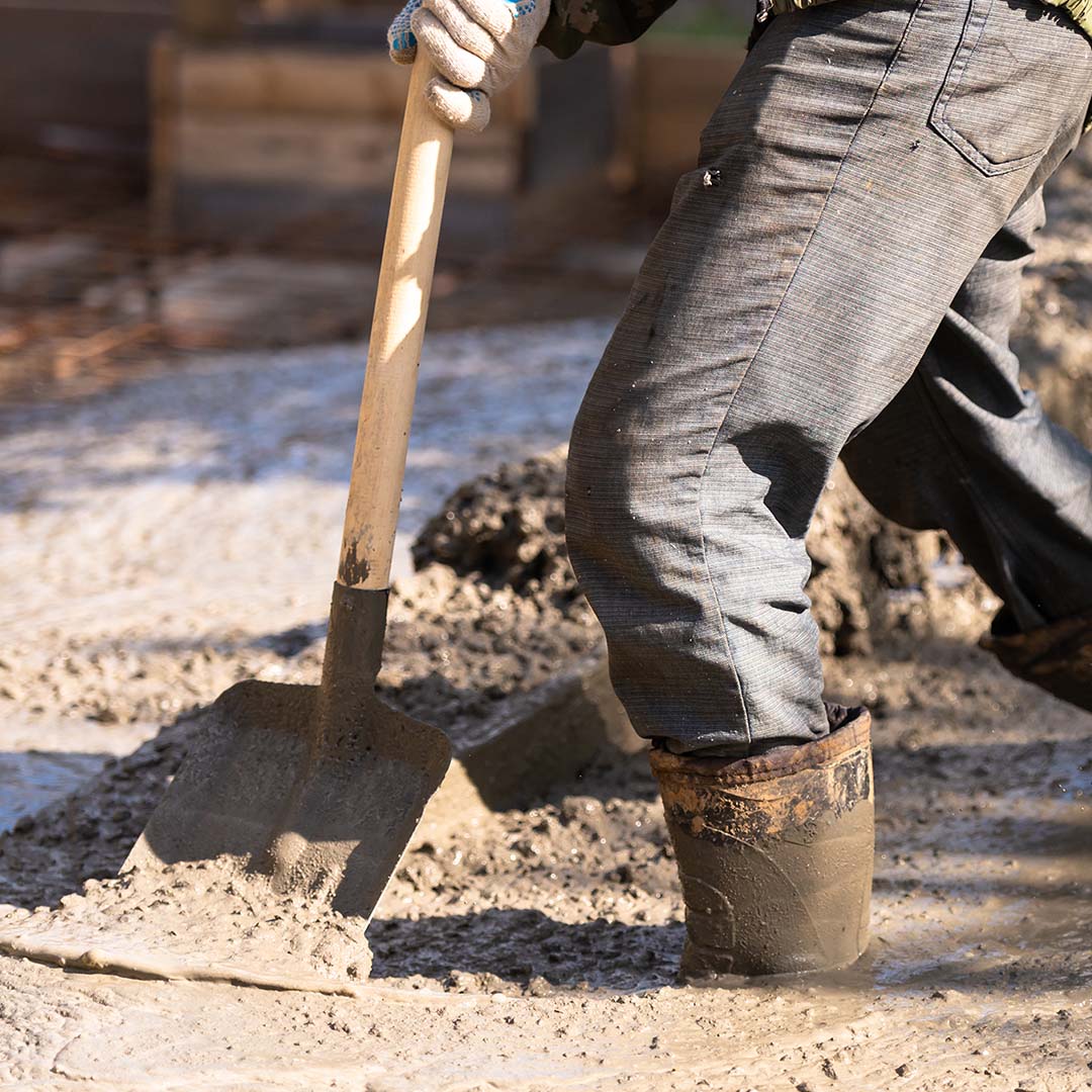 Concrete for parking lot construction.