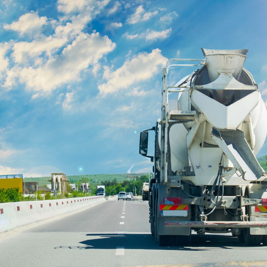 concrete truck on highway