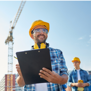 construction worker with clipboard