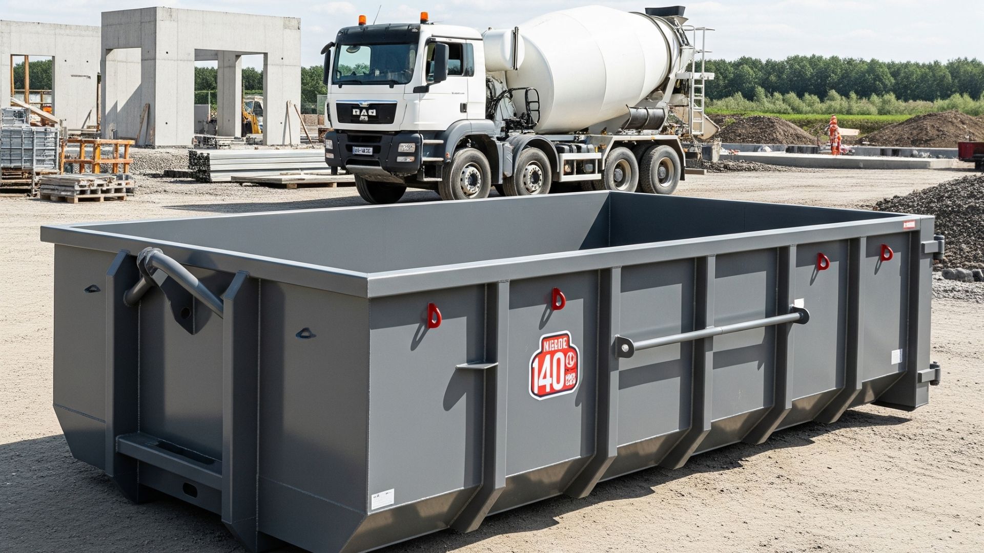 Construction site dumpster.